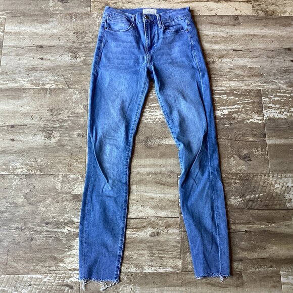 FRAME Le High Skinny Jeans Light Wash Stretch Ankle Distressed Women’s Size 26 - Picture 1 of 7